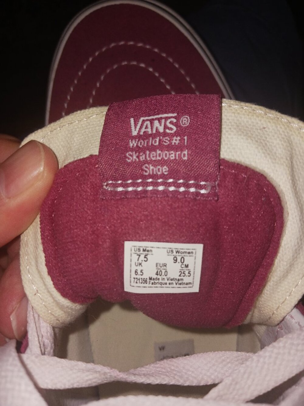 Vans Sk8-Hi High Top Skate Shoes Men 7.5 Women 9 Maroon Burgundy Rose Pink